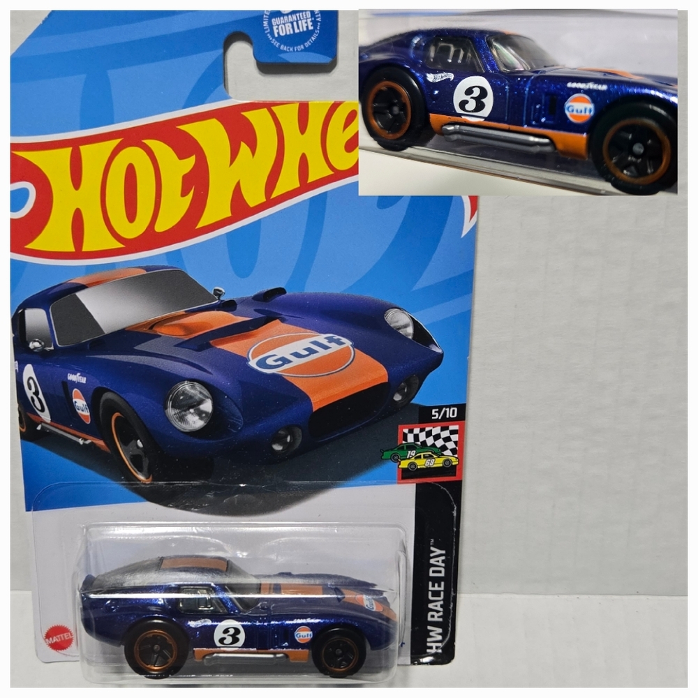 Hot Wheels Blue/Orange #3 Gulf Oil Racing Series Shelby Cobra Daytona Coupe  NEW